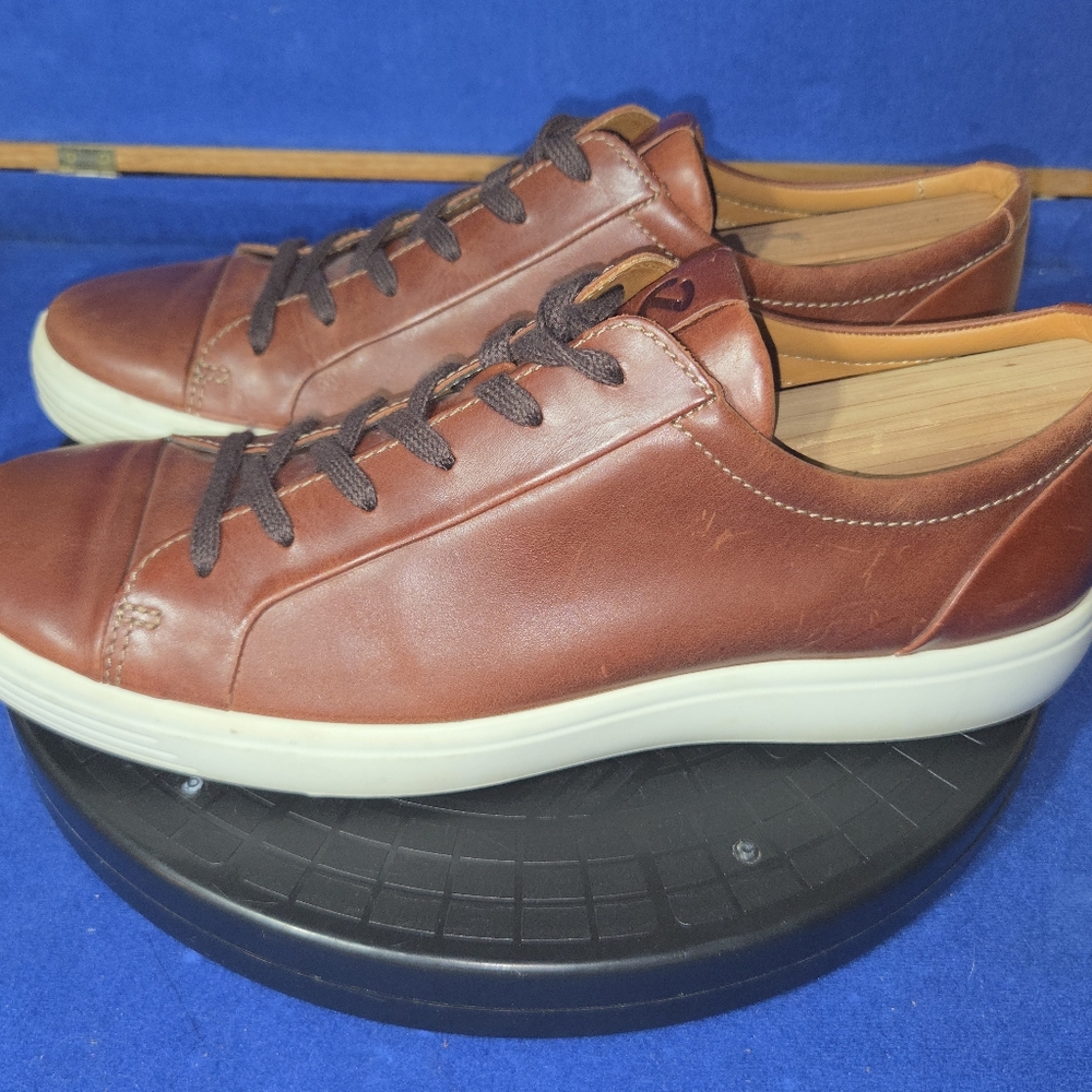 Men's Ecco Soft 7 Cognac Brown Leather Sneakers, Sz. 10-US, 44-EU